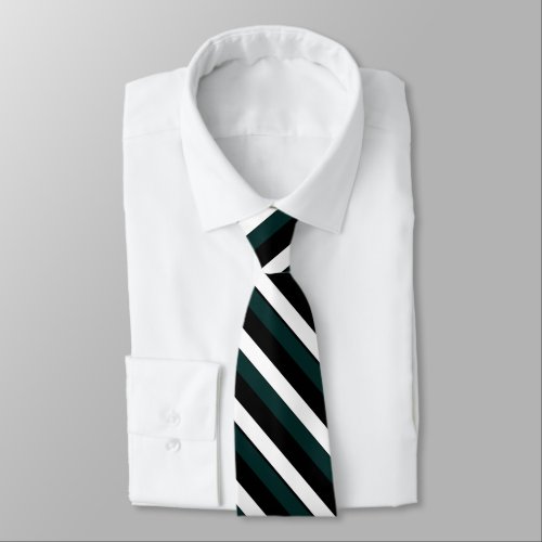 Dark Pine Black and White University Stripe Tie