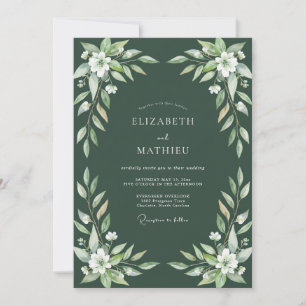 Dark Pine Leaf Wedding Invitation