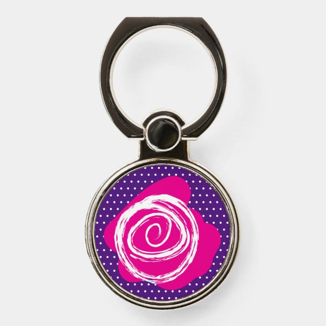 Dark Pink Abstract Rose Phone Grip (Front)