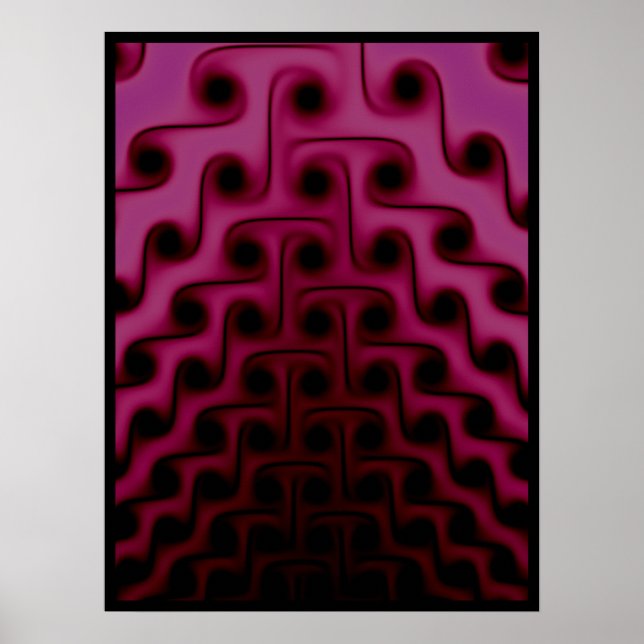 Dark Pink and Black Abstract Pattern Poster (Front)