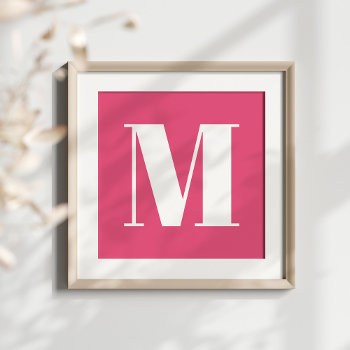 Dark Pink And White Bold Stylish Monogram Poster by pinkgifts4you at Zazzle