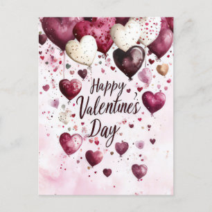 Dark pink and white Hearts Valentine's Greeting Postcard