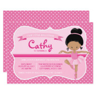 Dark Pink Ballerina Birthday Invitation