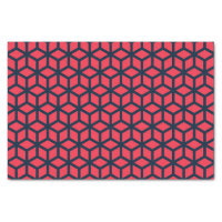 Dark Pink Blue Geometric Pattern Tissue Paper