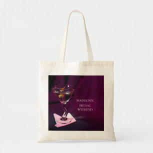 Dark Pink Bridal Party Wedding Weekend Martini Tote Bag