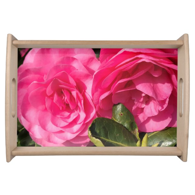 Dark pink Camellia Flowers  Serving Tray (Front)