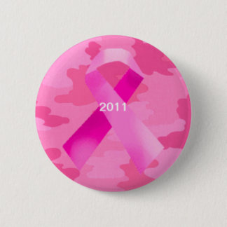 Dark Pink Camouflage Pink Ribbon Date Button