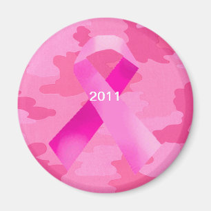 Dark Pink Camouflage Pink Ribbon Date Magnet