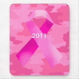 Dark Pink Camouflage Pink Ribbon Date Mouse Pad