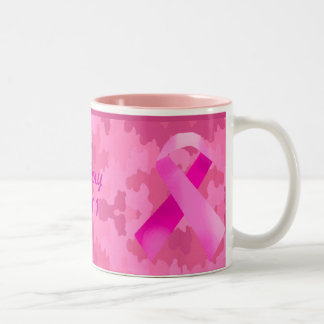 Dark Pink Camouflage Pink Ribbon Date Mug