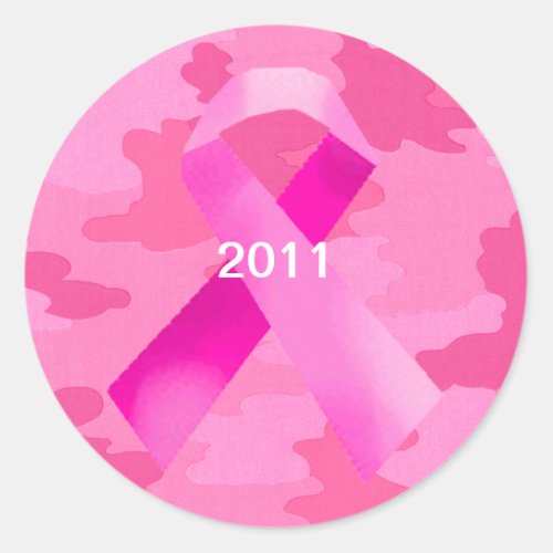 Dark Pink Camouflage Pink Ribbon Date Stickers