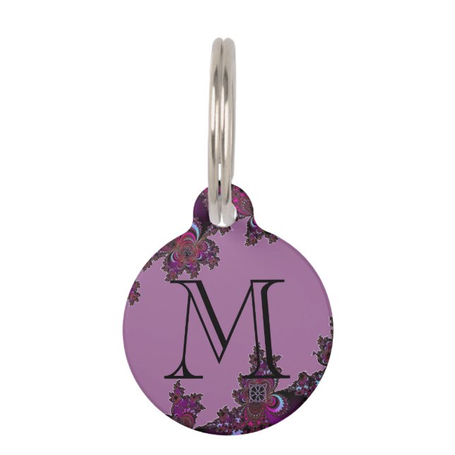 Dark Pink Celtic Fractal Design Pet ID Tag (Back)