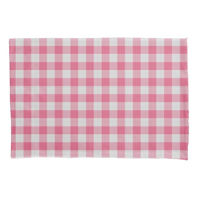 Dark Pink Checkered gingham Plaid Pillow Case (Front)