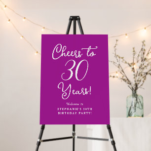 Dark Pink Cheers to 30 Years Birthday Welcome Sign