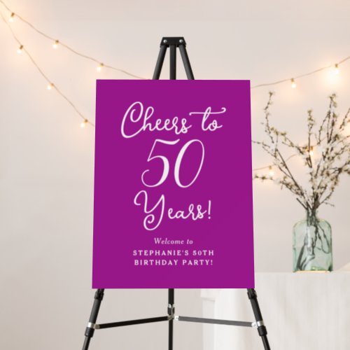 Dark Pink Cheers to 50 Years 50th Birthday Welcome Foam Board