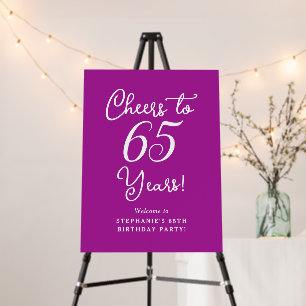 Dark Pink Cheers to 65 Years 65th Birthday Welcome Foam Board