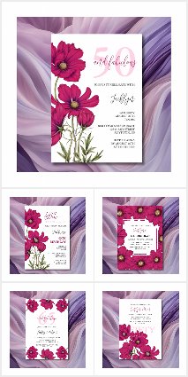 Dark Pink Cosmos Floral Birthday