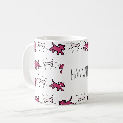 Dark Pink Dog Bone Graffiti Style Personalized Mug