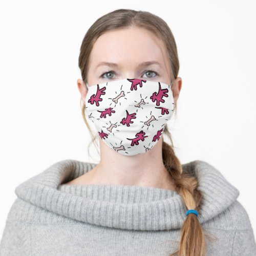 Dark Pink Dogs Bones Grafitti Style Face mask