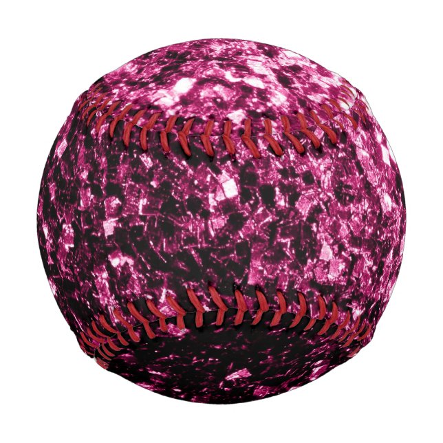 Dark pink faux glitter sparkles bling baseball (Front)