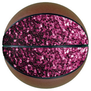 Dark pink faux glitter sparkles bling basketball
