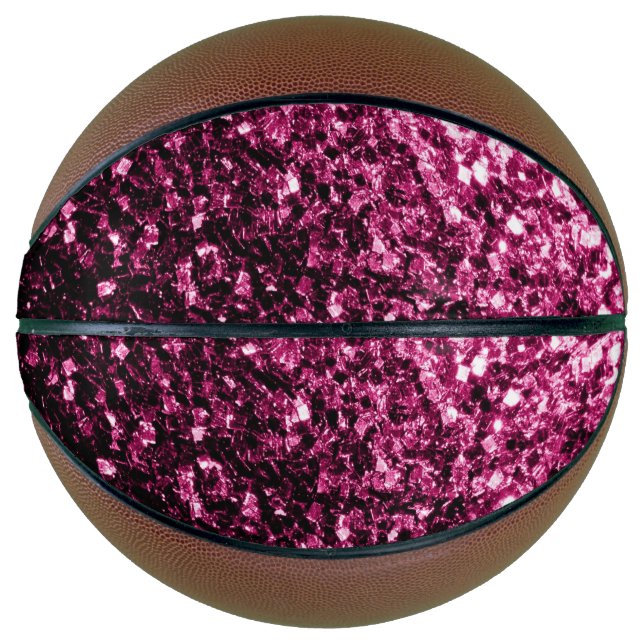 Dark pink faux glitter sparkles bling basketball (Front)