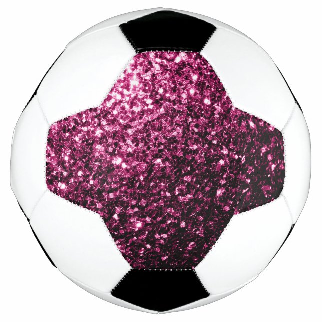 Dark pink faux glitter sparkles bling soccer ball (Front)