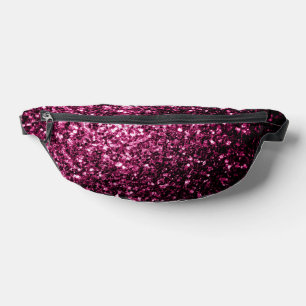 Dark pink faux glitter sparkles fanny pack