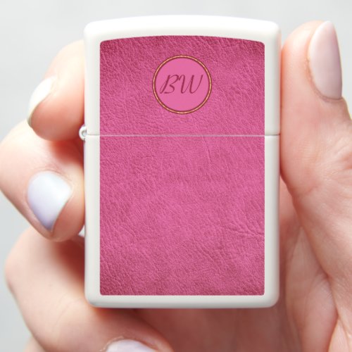 Dark Pink Faux Leather Zippo Lighter