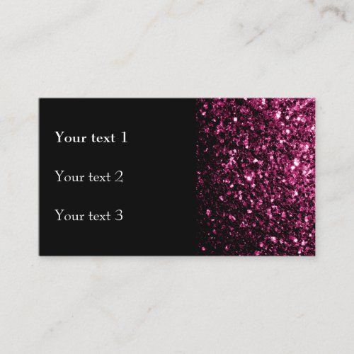 Dark Pink faux shiny glitter sparkles and black Business Card