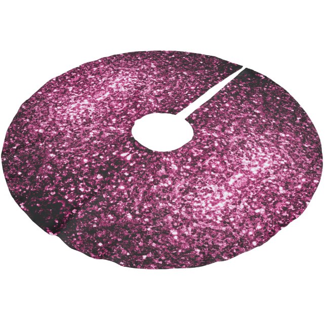 Dark Pink faux shiny glitter sparkles Brushed Polyester Tree Skirt (Angled)