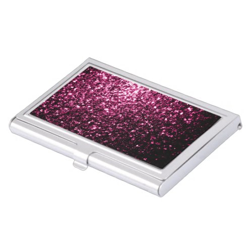Dark Pink faux shiny glitter sparkles Business Card Holder