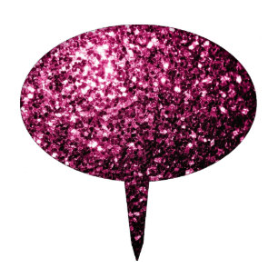 Dark Pink faux shiny glitter sparkles Cake Topper