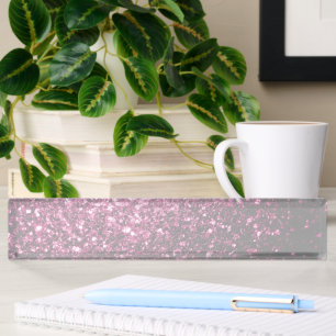 Dark Pink faux shiny glitter sparkles Desk Name Plate