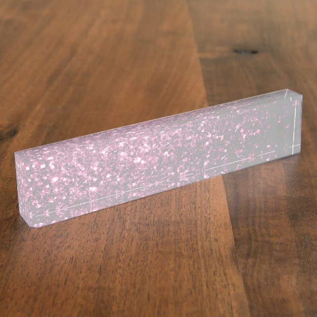 Dark Pink faux shiny glitter sparkles Desk Name Plate (Side)