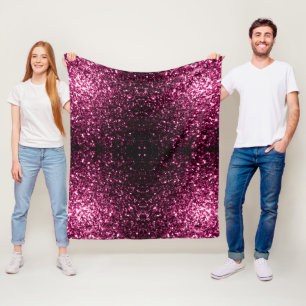Dark Pink faux shiny glitter sparkles Fleece Blanket