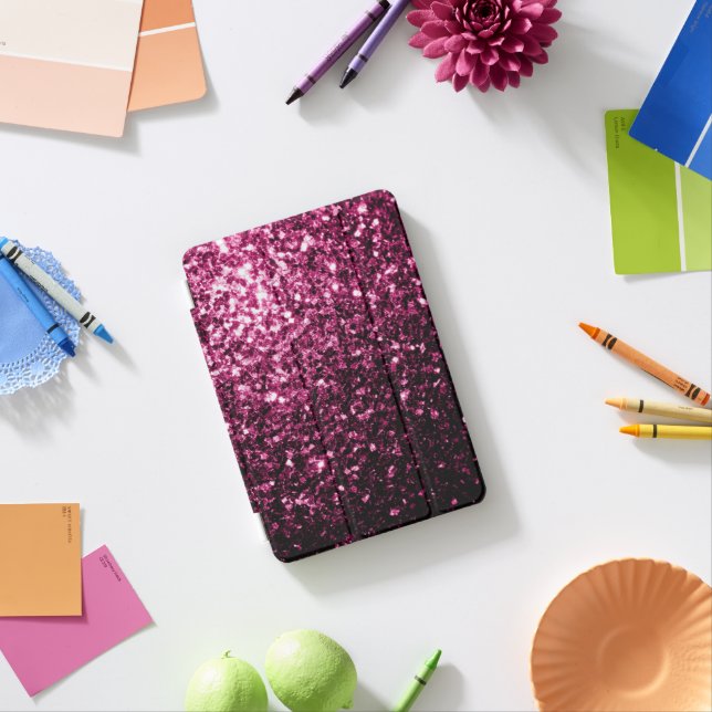 Dark Pink faux shiny glitter sparkles iPad Mini Cover (In Situ)
