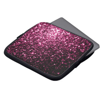 Dark Pink faux shiny glitter sparkles Laptop Sleeve