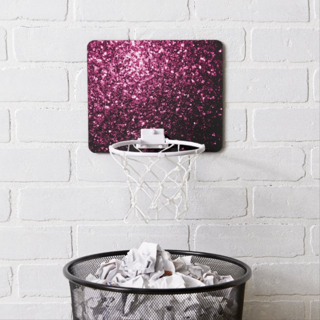 Dark Pink faux shiny glitter sparkles Mini Basketball Hoop (In Situ)