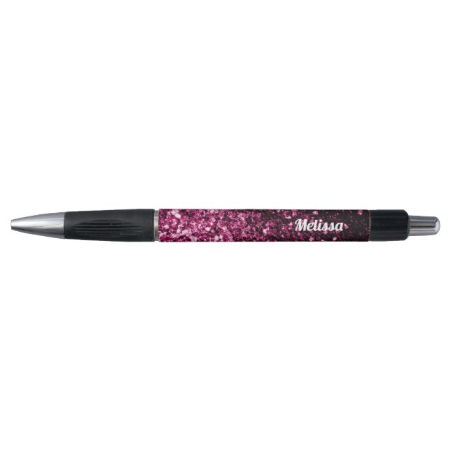  Dark Pink faux shiny glitter sparkles Personalize Pen (Front)