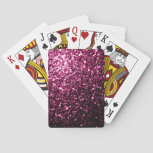 Dark Pink faux shiny glitter sparkles Poker Cards