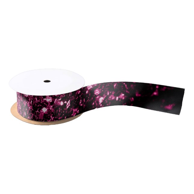 Dark Pink faux shiny glitter sparkles Satin Ribbon (Spool)