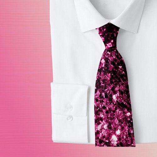Dark Pink faux shiny glitter sparkles Tie