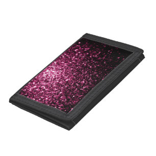 Dark Pink faux shiny glitter sparkles Trifold Wallet