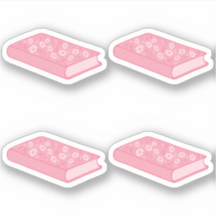 Dark Pink Floral Books Sticker