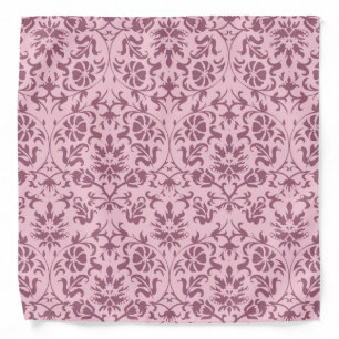 Dark Pink Floral Damask on Pink Bandana
