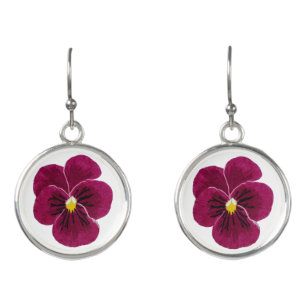 Dark Pink Flower Earrings