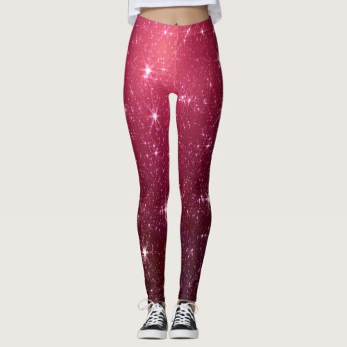 Dark pink galaxy in watercolor leggings
