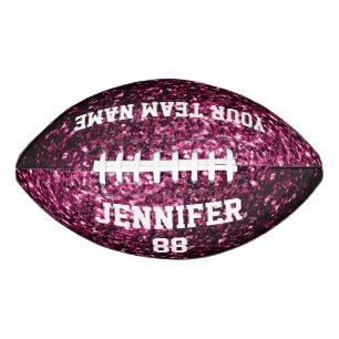 Dark pink glitter sparkles Your name Team Football