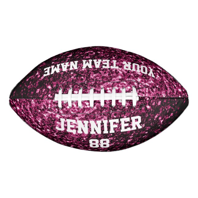 Dark pink glitter sparkles Your name Team Football (Front)